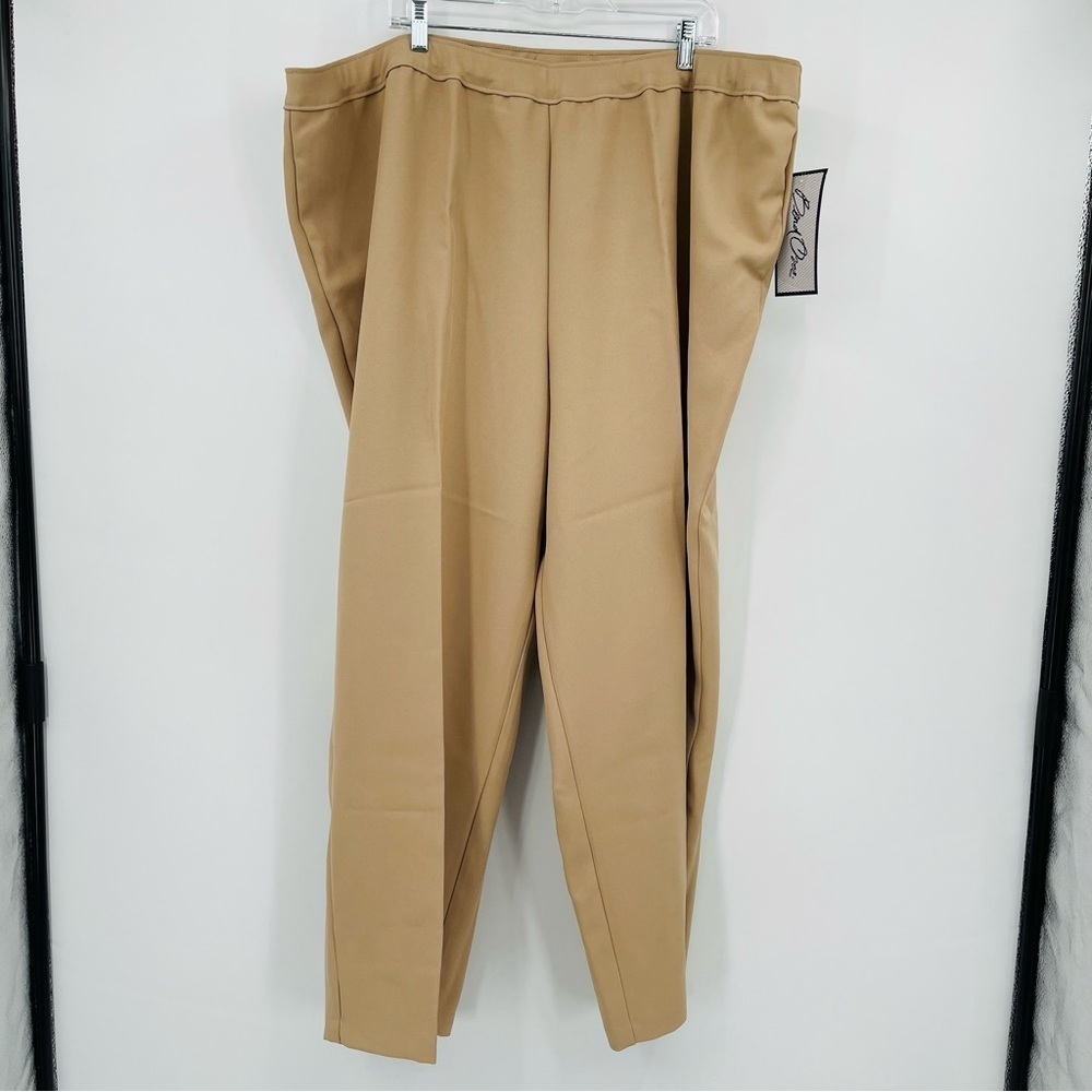 Bend Over women's high rise trouser pants size 32W new pull on ankle crop tan‎